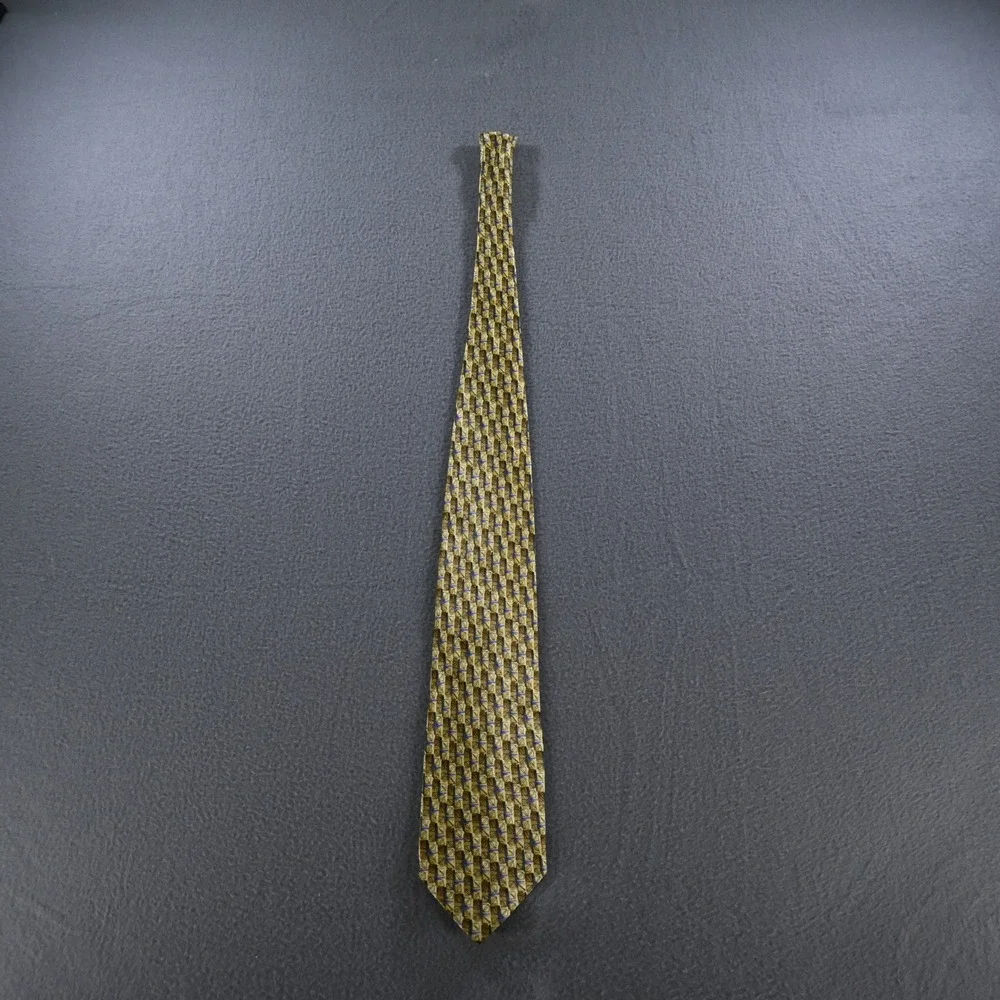 J. Garcia Mens Lunch Collection Seventeen Silk Necktie OS Gold Blue Vintage 90s‎
